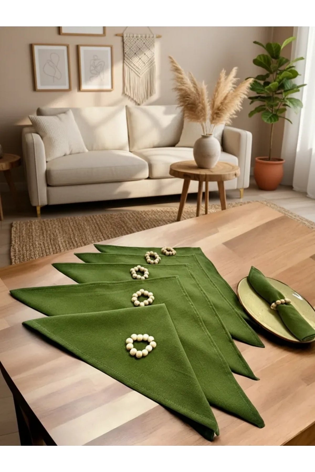 NDC HOME Premium Haki Yeşil 6lı Peçete TAKIMI (toka hediyeli) 40x40