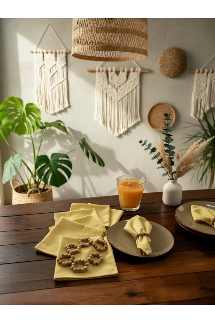 NDC HOME Sarı Premium 6lı (TOKA HEDİYELİ) Peçete Takımı 40x40
