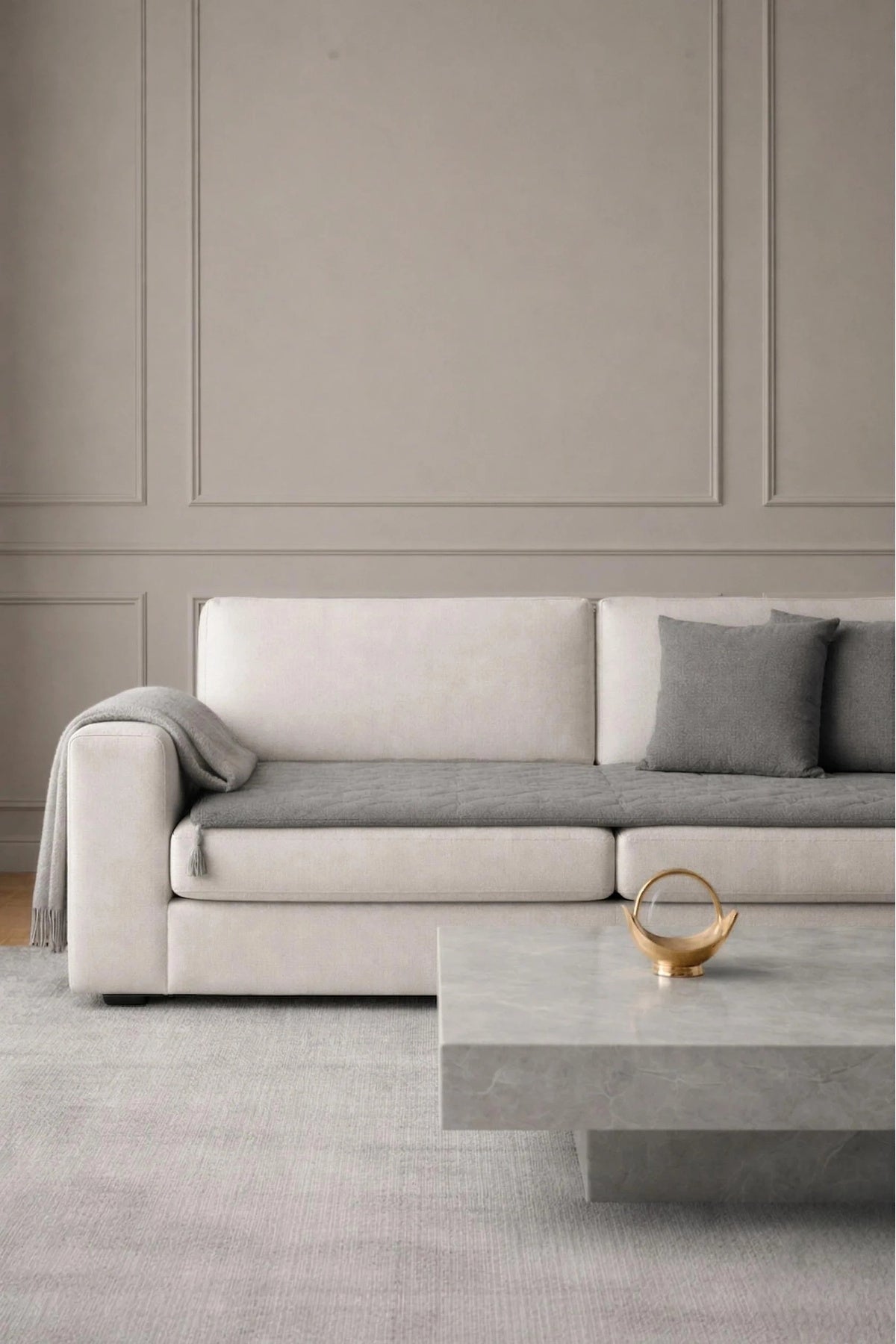 NDC HOME Luxury Keten Koltuk Pedi / Şiltesi [Kırlentli] - Füme