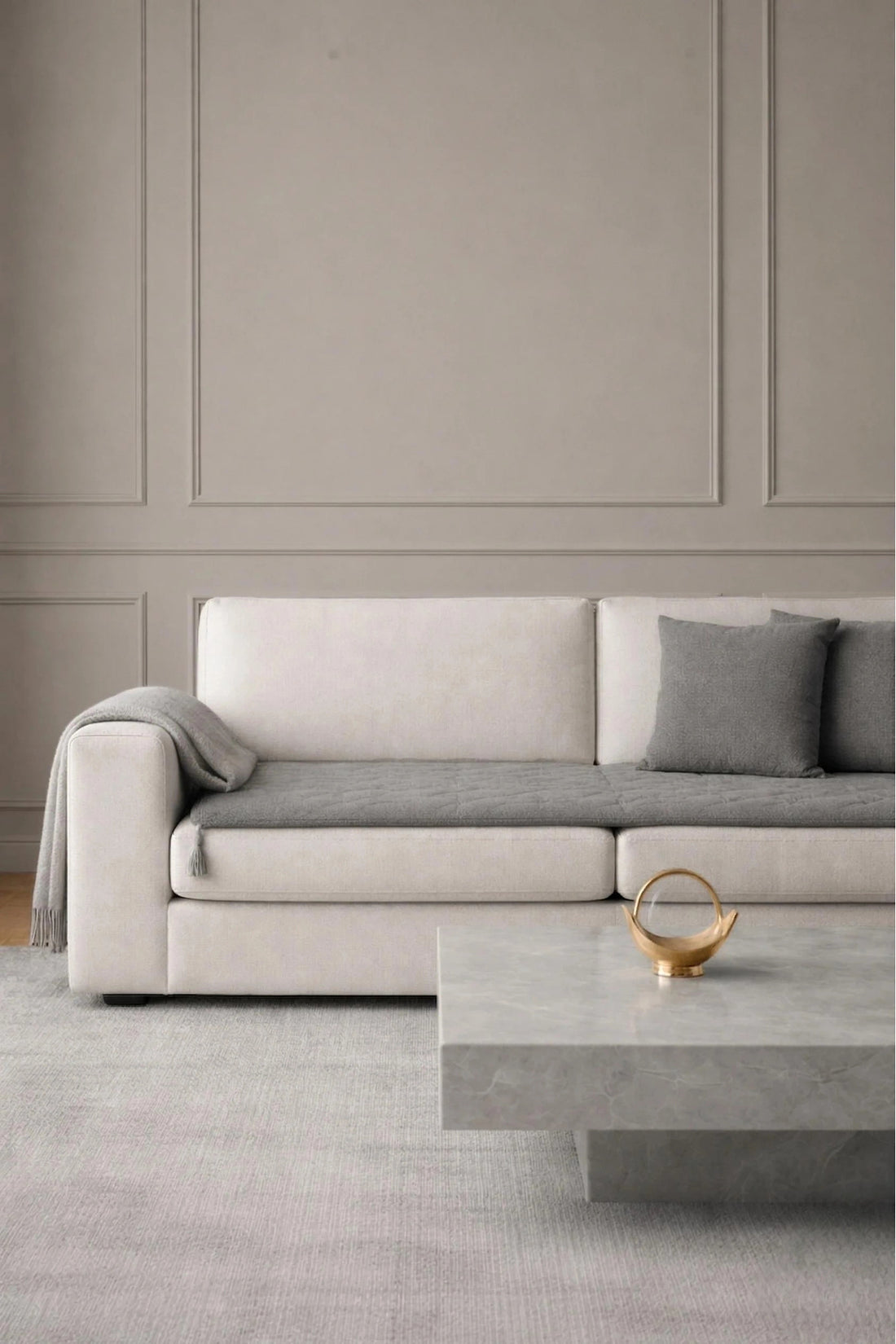 NDC HOME Luxury Keten Koltuk Pedi / Şiltesi [Kırlentli] - Füme