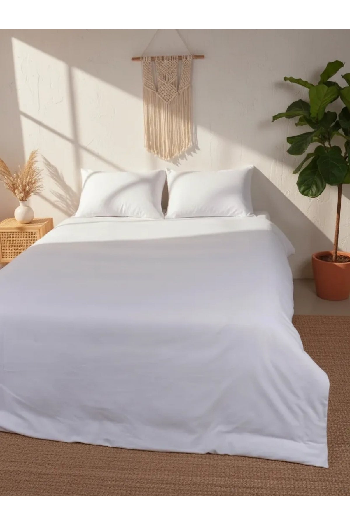 NDC HOME Beyaz Yıkanmış Çift Kişilik Nevresim Yastık Seti (200 X 220)