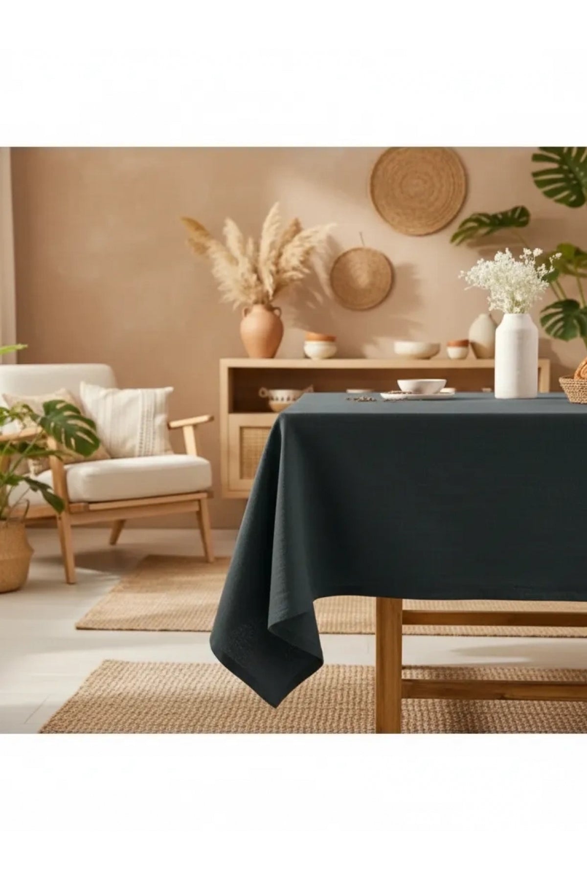 NDC HOME Premium Keten GRİ Füme (DÜZ) Masa Örtüsü
