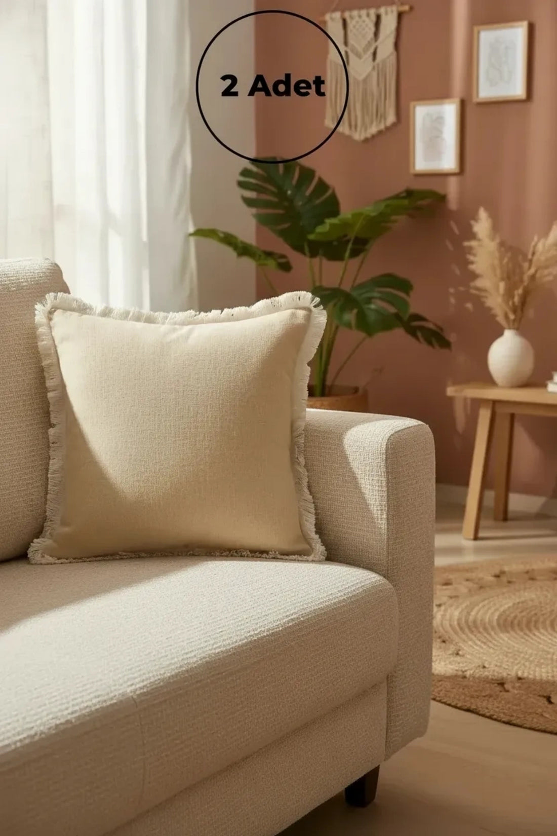 NDC HOME Sarı Püsküllü Kırlent Kırlent Kılıfı 43 X 43