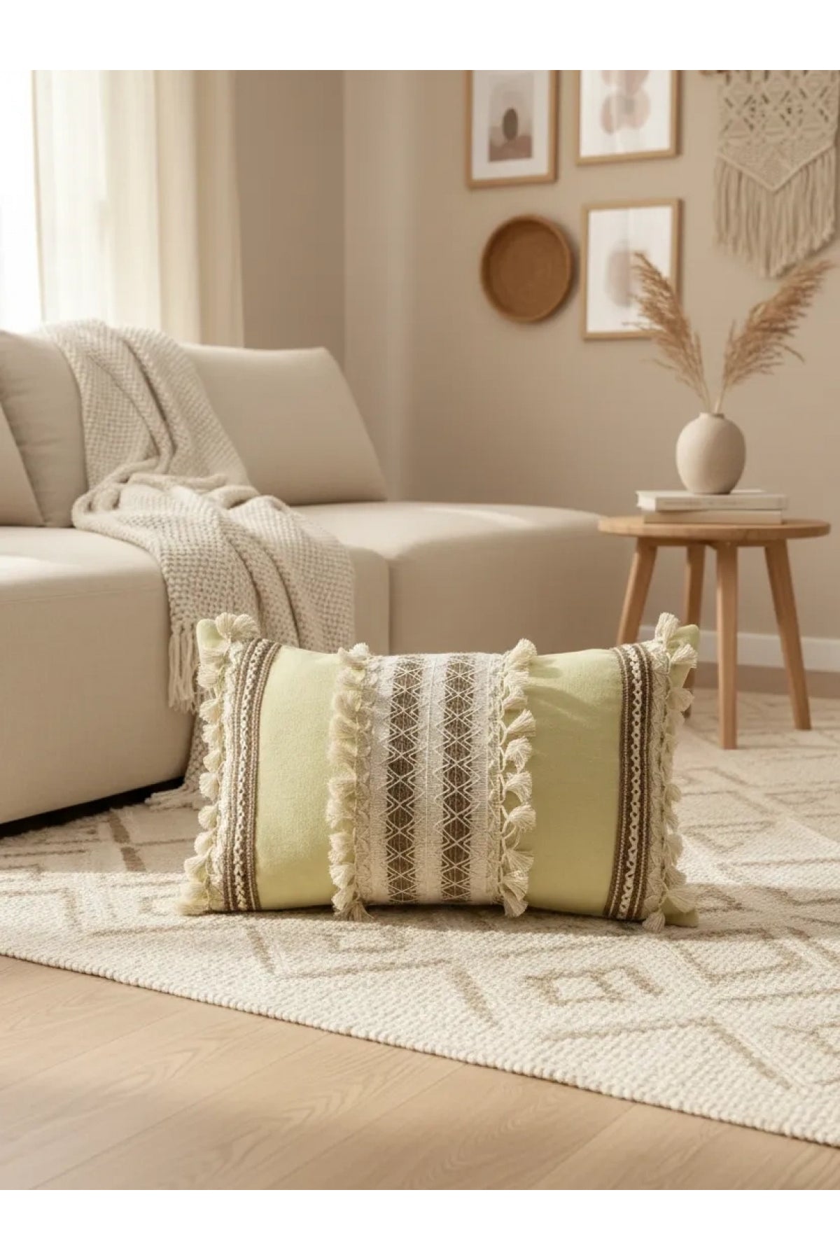 NDC HOME Sarı Kahverengi Dantelli Kırlent 2 Adet Kırlent Kılıfı (35 x 55)