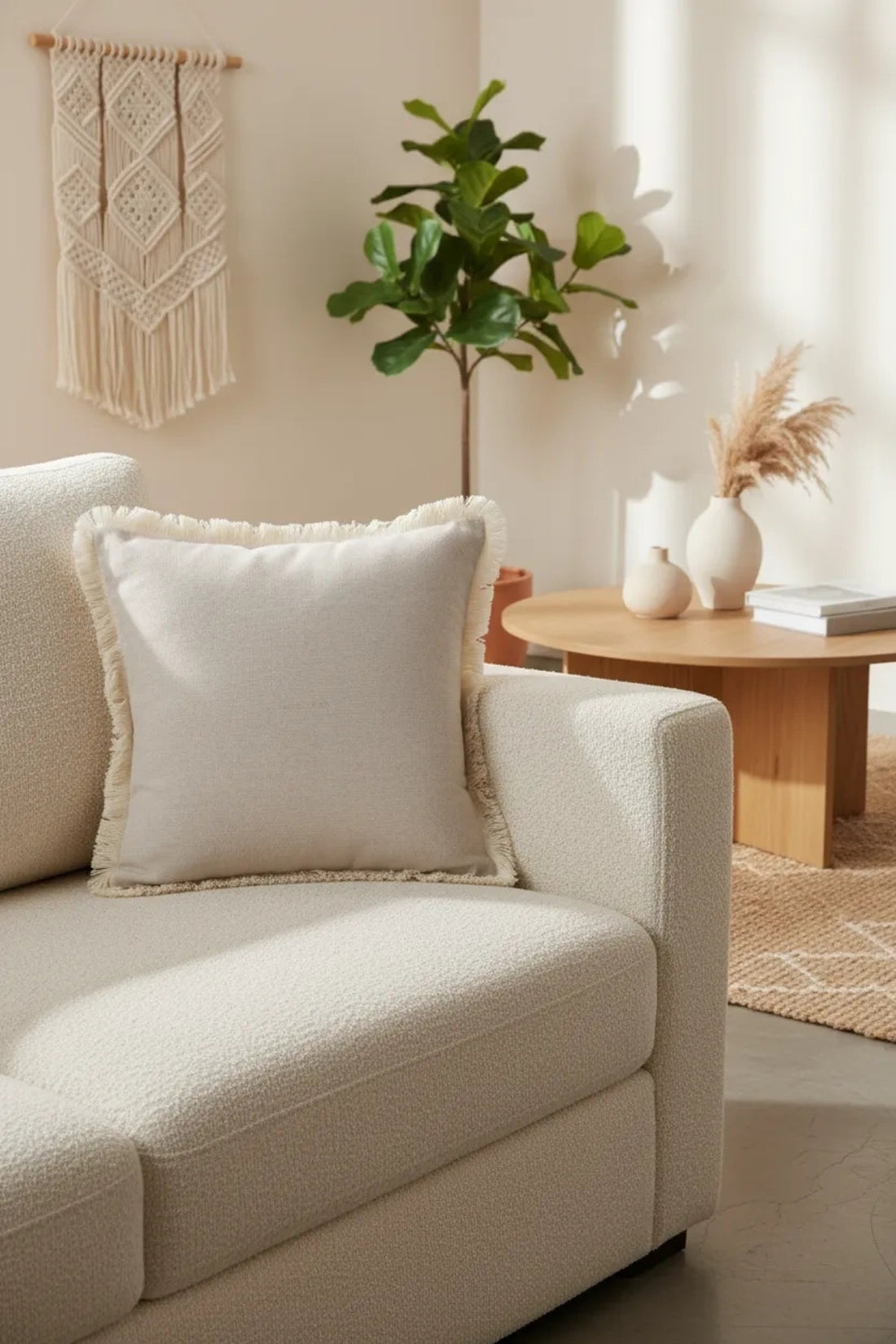 NDC HOME Bej Püsküllü Kırlent 2 Adet Kırlent Kılıfı(43 X 43)