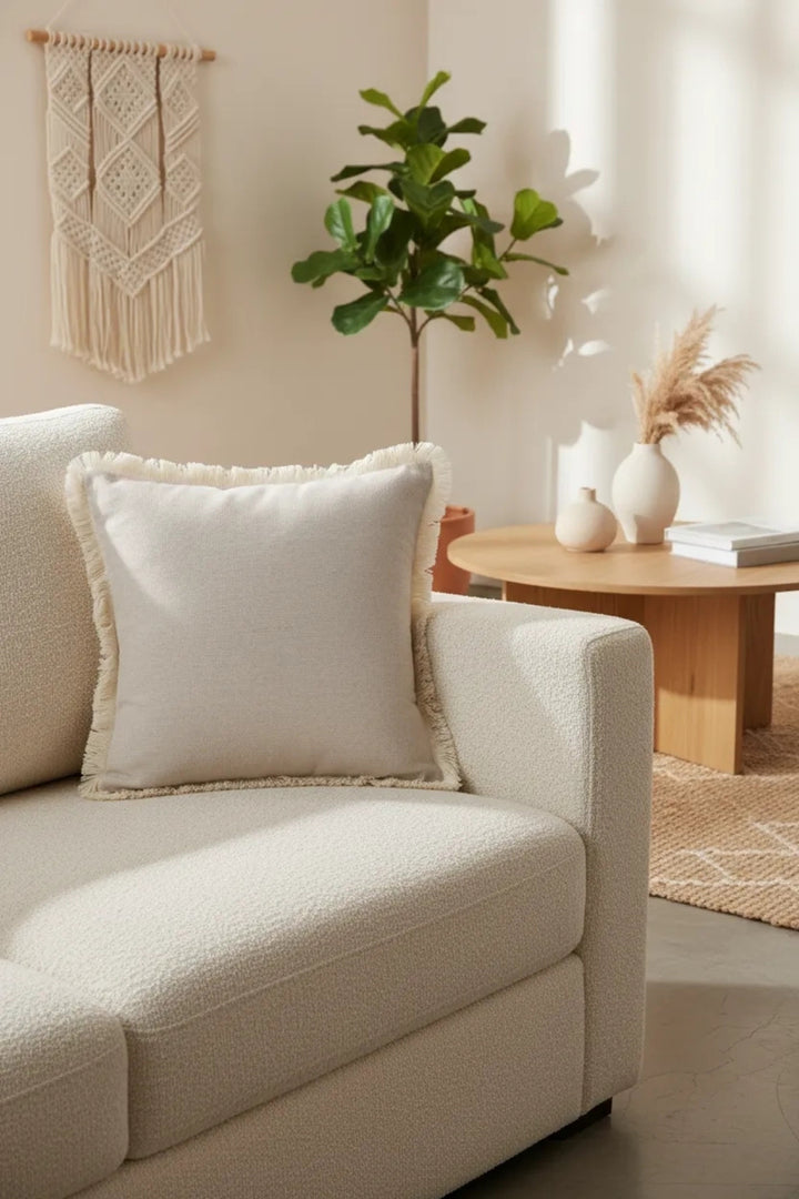 NDC HOME Bej Püsküllü Kırlent 2 Adet Kırlent Kılıfı(43 X 43)