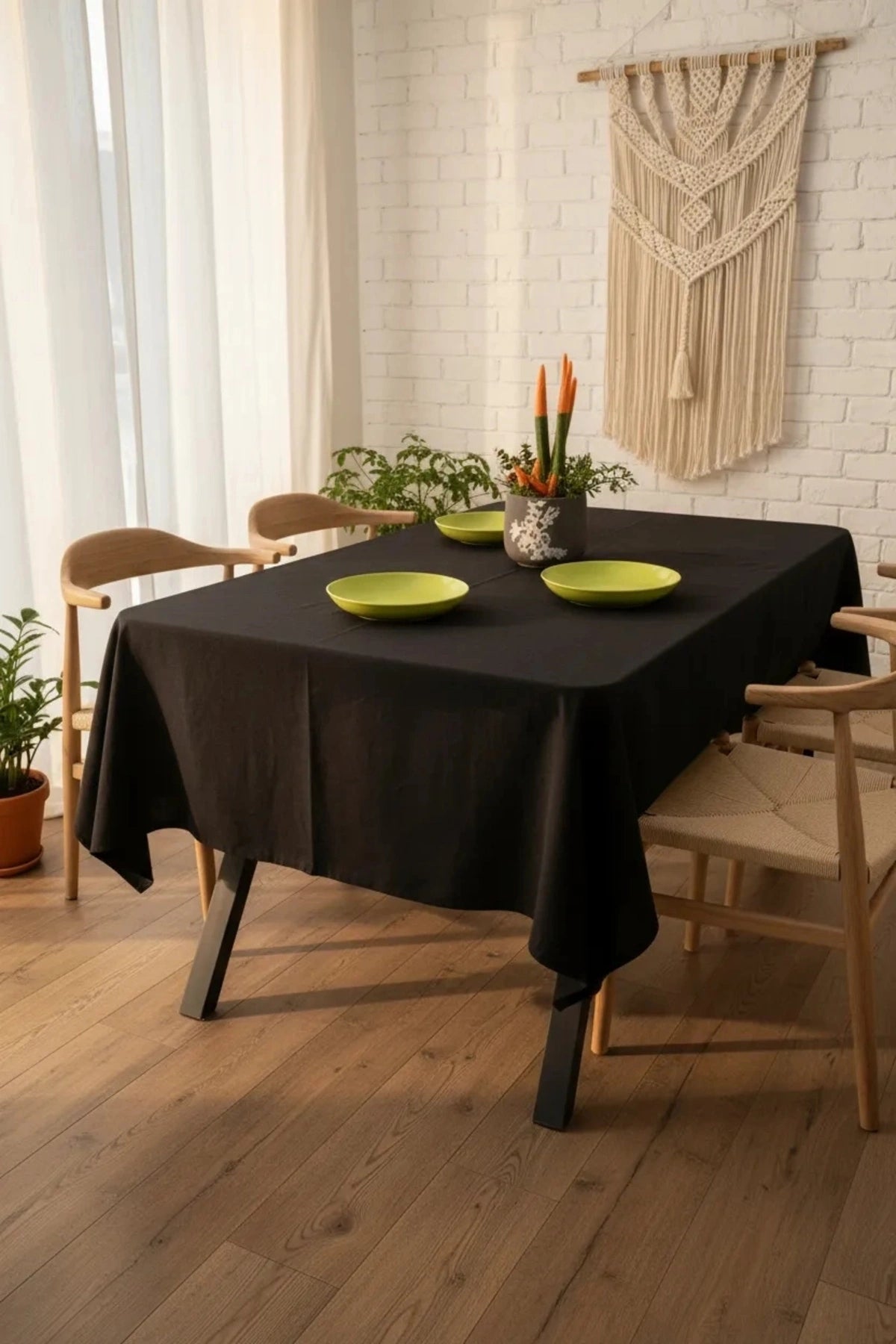 NDC HOME Premium Keten Siyah (DÜZ) Masa Örtüsü