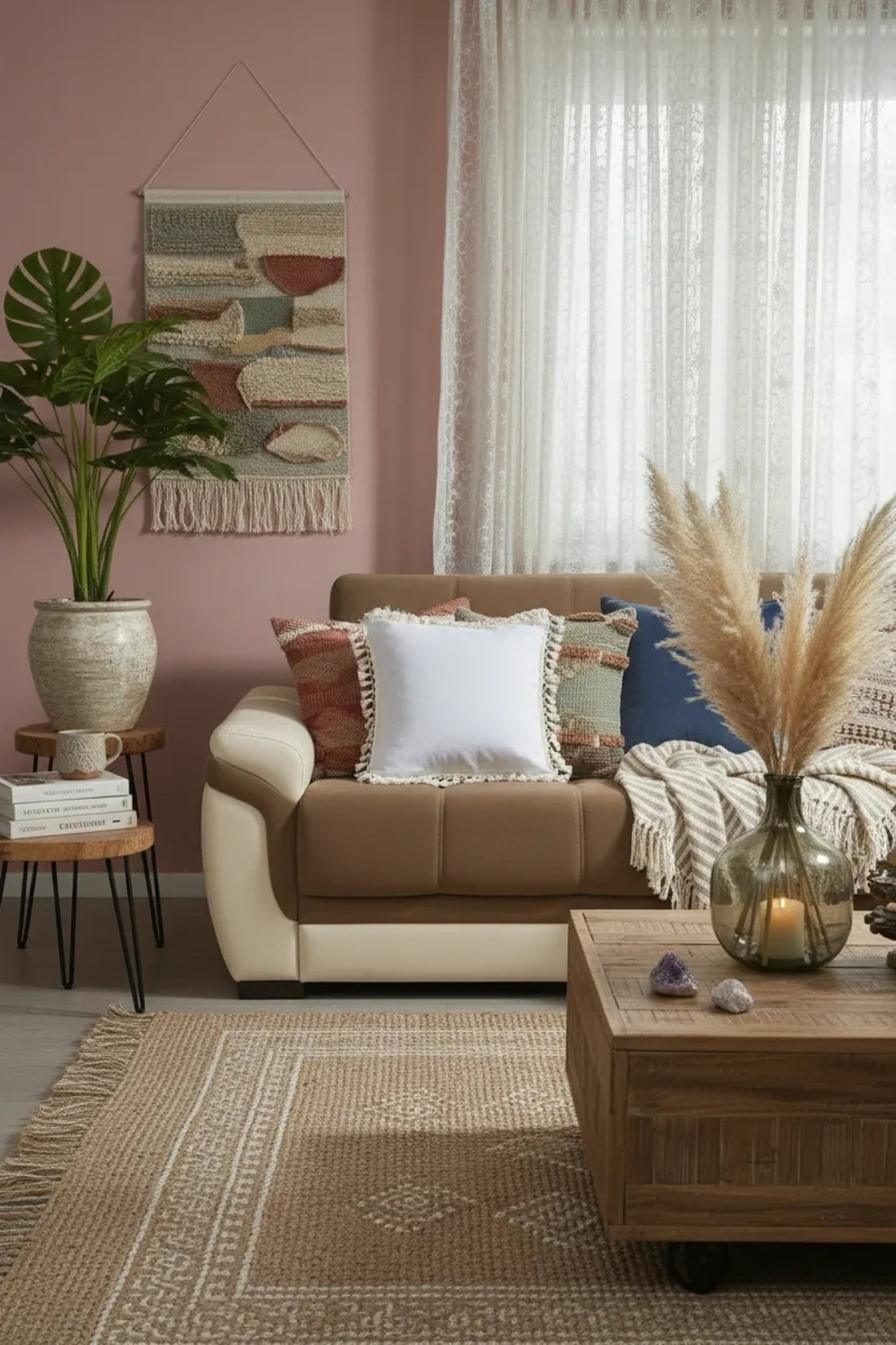 NDC HOME Keten Beyaz Ponponlu Kırlent Kırlent Kılıfı 43 X 43