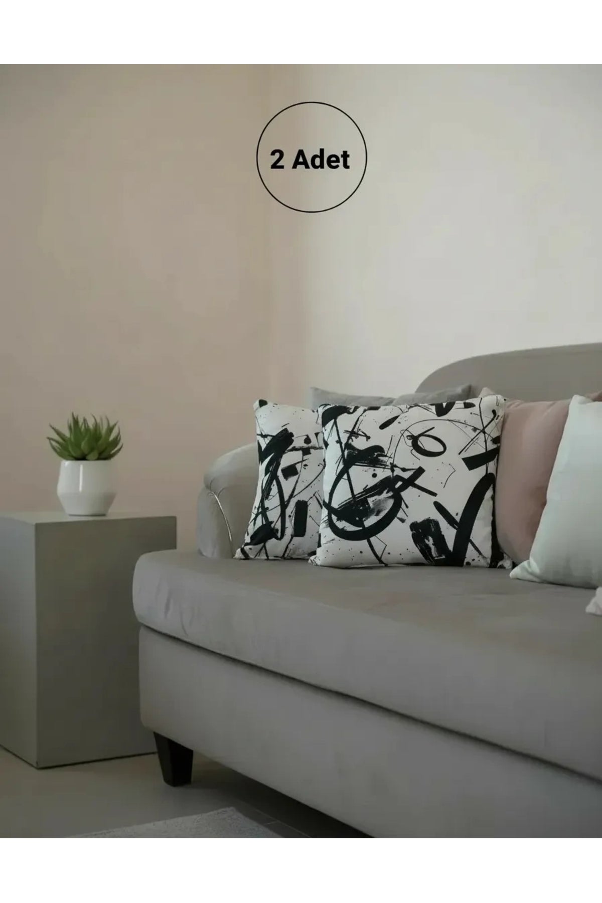 NDC HOME Soyut Desenli Modern Dekoratif Kırlent – Siyah Beyaz Dijital Baskı 45 x 45 cm