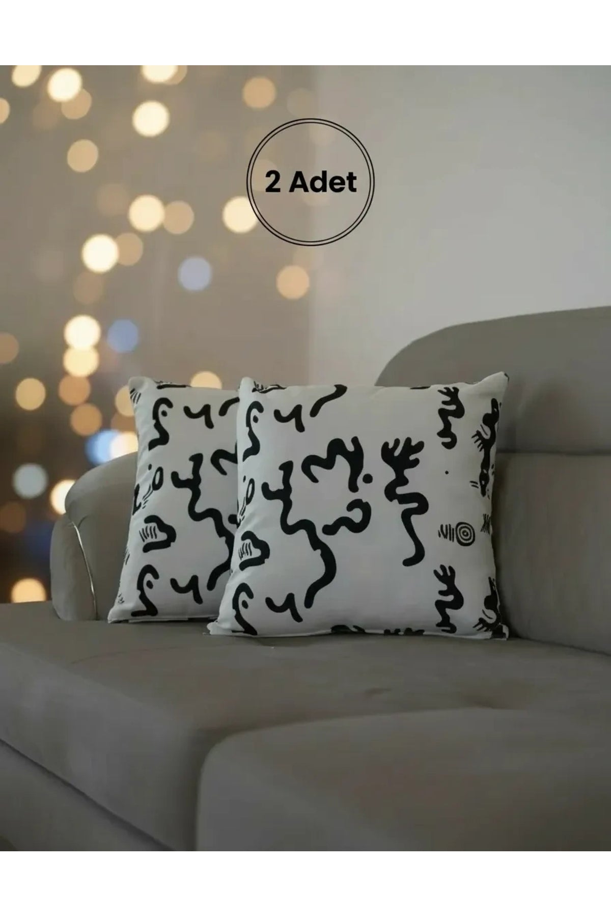 NDC HOME Soyut Desenli Dekoratif Kırlent Kılıfı – Siyah Beyaz Modern Tasarım 45 x 45 cm