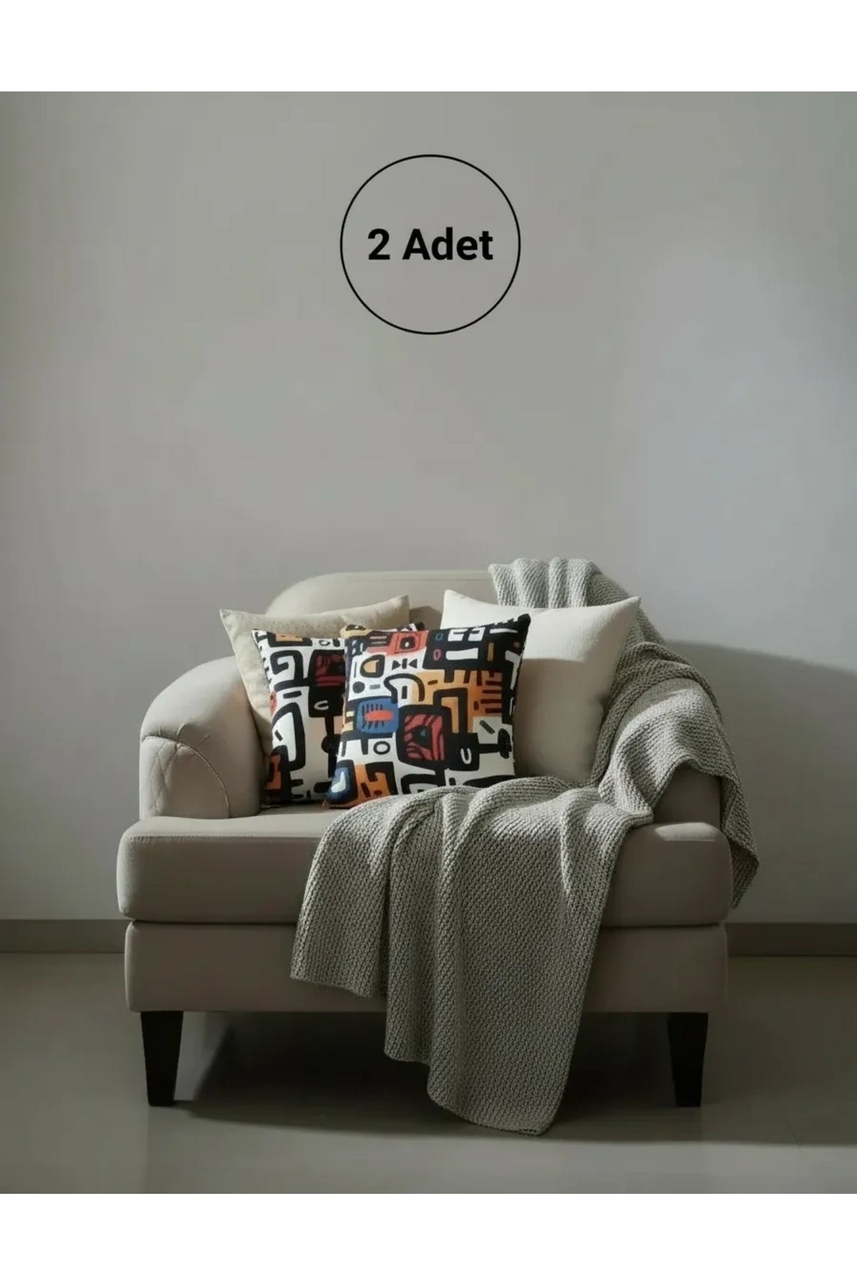 NDC HOME Renkli Soyut Desenli Dekoratif Kırlent – Modern Geometrik Tasarım 45 x 45 cm