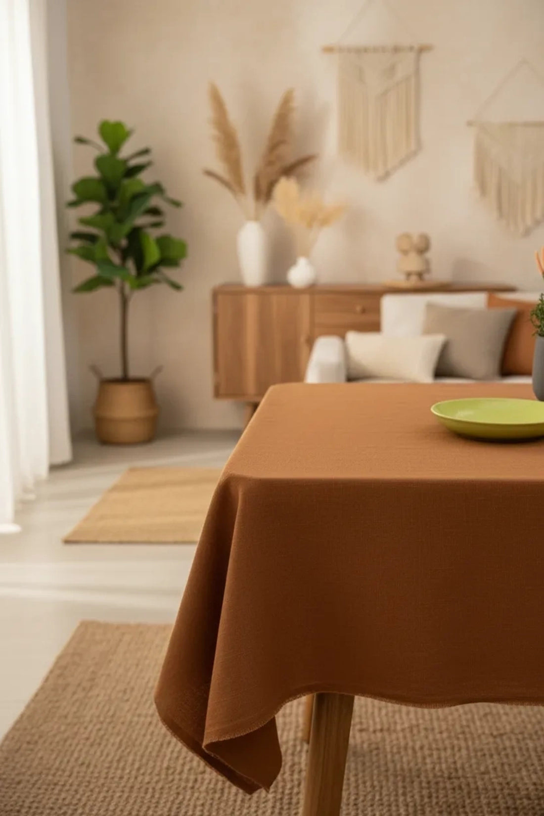 NDC HOME Premium Keten Tarçın (DÜZ) Masa Örtüsü