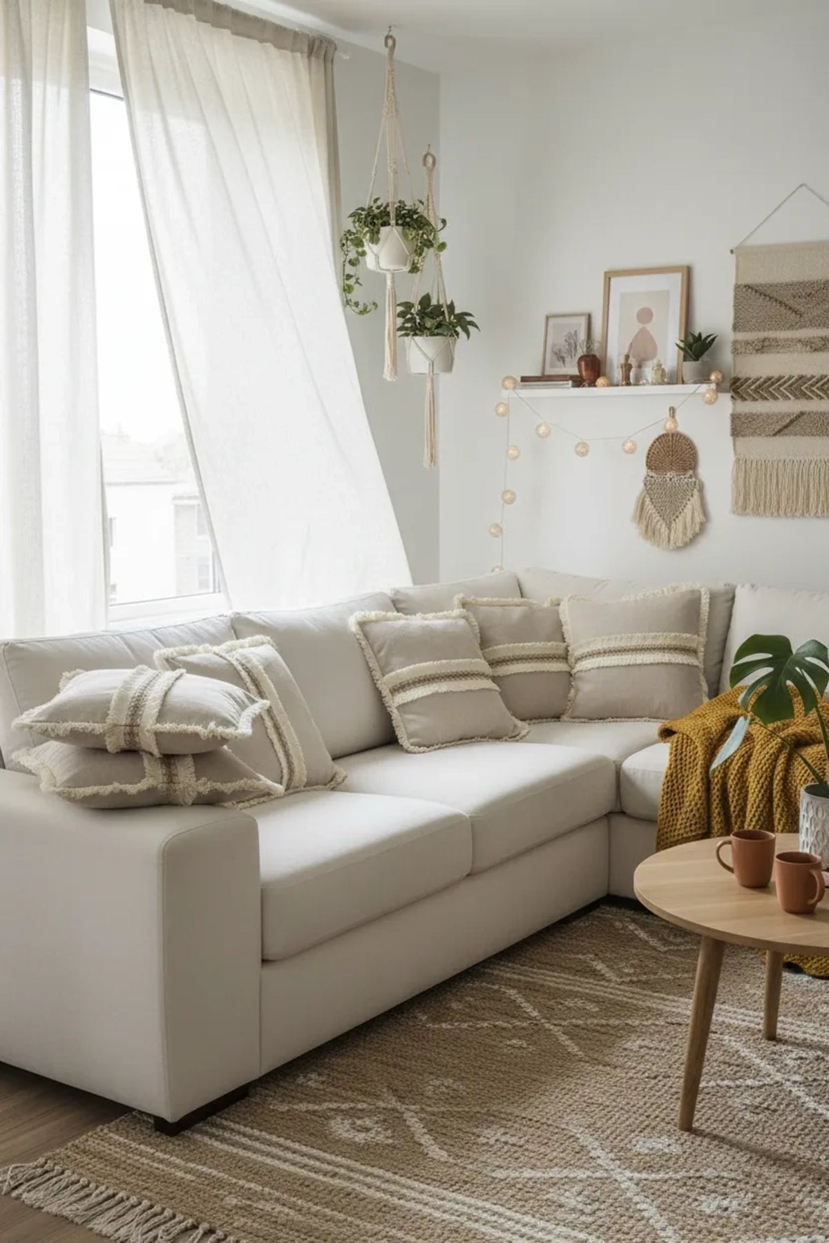 NDC HOME Bej Keten Jüt Dantelli Kırlent Kırlent Kılıfı 43 X 43