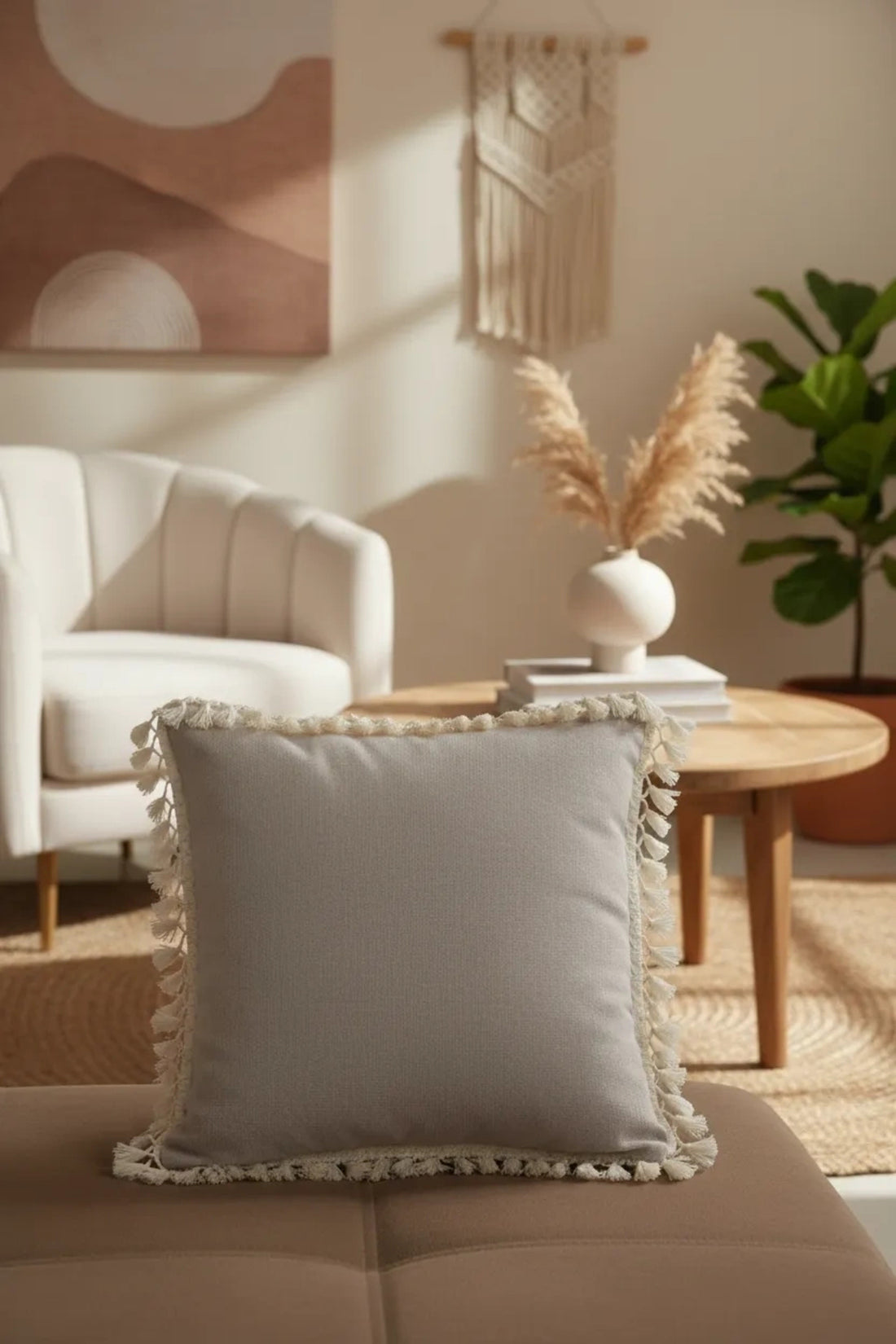 NDC HOME Bej Ponponlu Kırlent Kırlent 2 Adet Kırlent Kılıfı(43 X 43)
