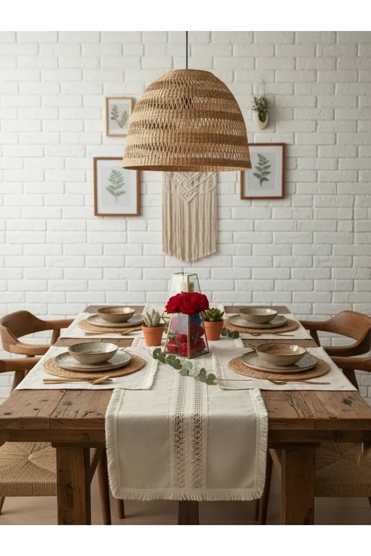 NDC HOME Püsküllü Ara Dantelli Runner (40 x 80) Tekli