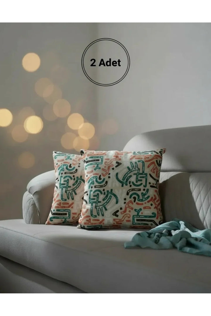 NDC HOME Modern Desenli Dekoratif Kırlent 2 Adet Kırlent Kılıfı – Çift Taraflı Dijital Baskı 45 x 45 cm