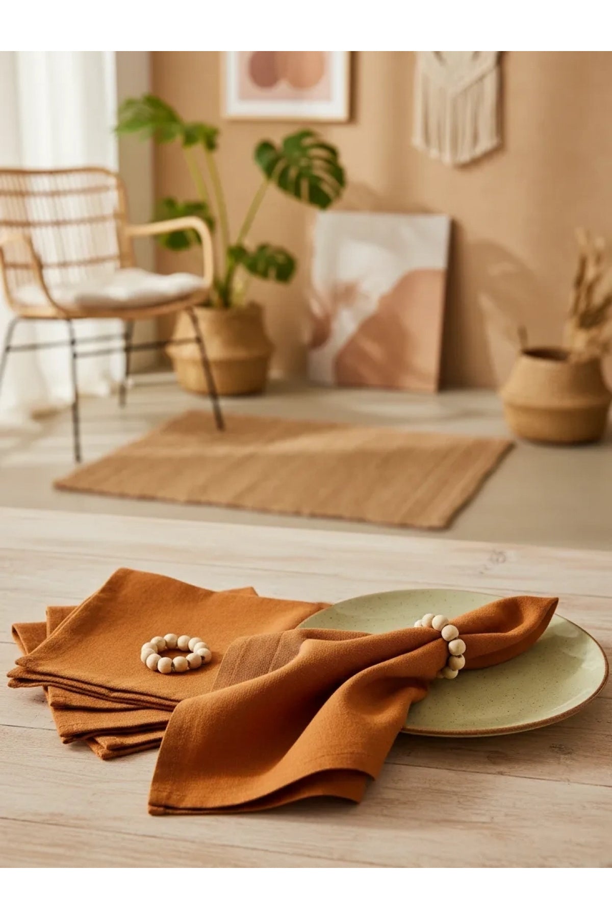 NDC HOME Tarçın Premium Peçete Takımı 6lı (TOKA HEDİYELİ) 40x40