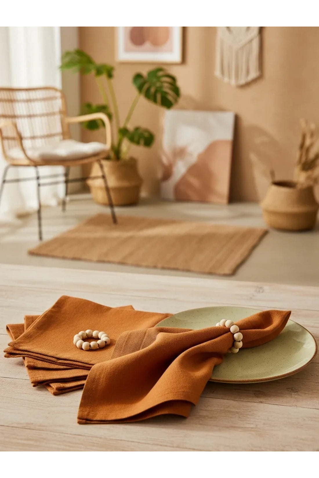 NDC HOME Tarçın Premium Peçete Takımı 6lı (TOKA HEDİYELİ) 40x40
