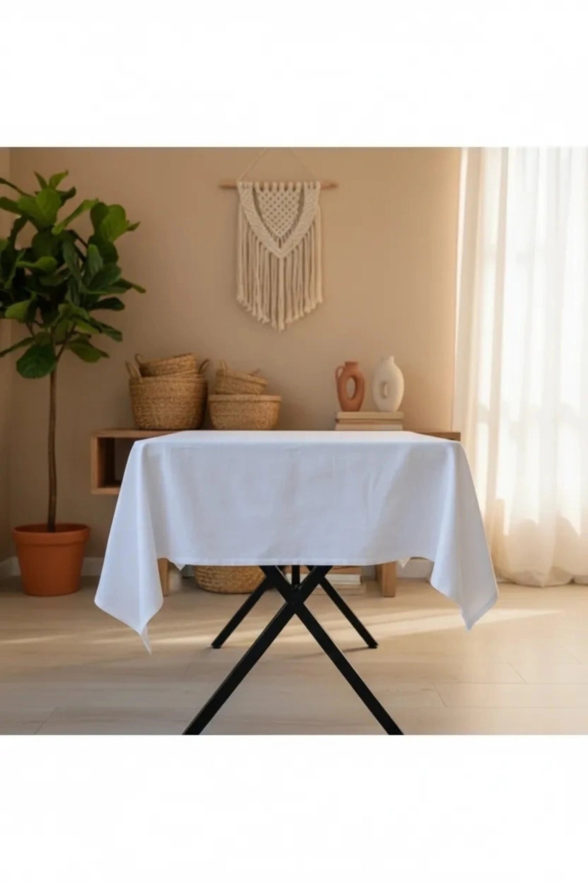 NDC HOME Premium Keten Beyaz (DÜZ) Masa Örtüsü