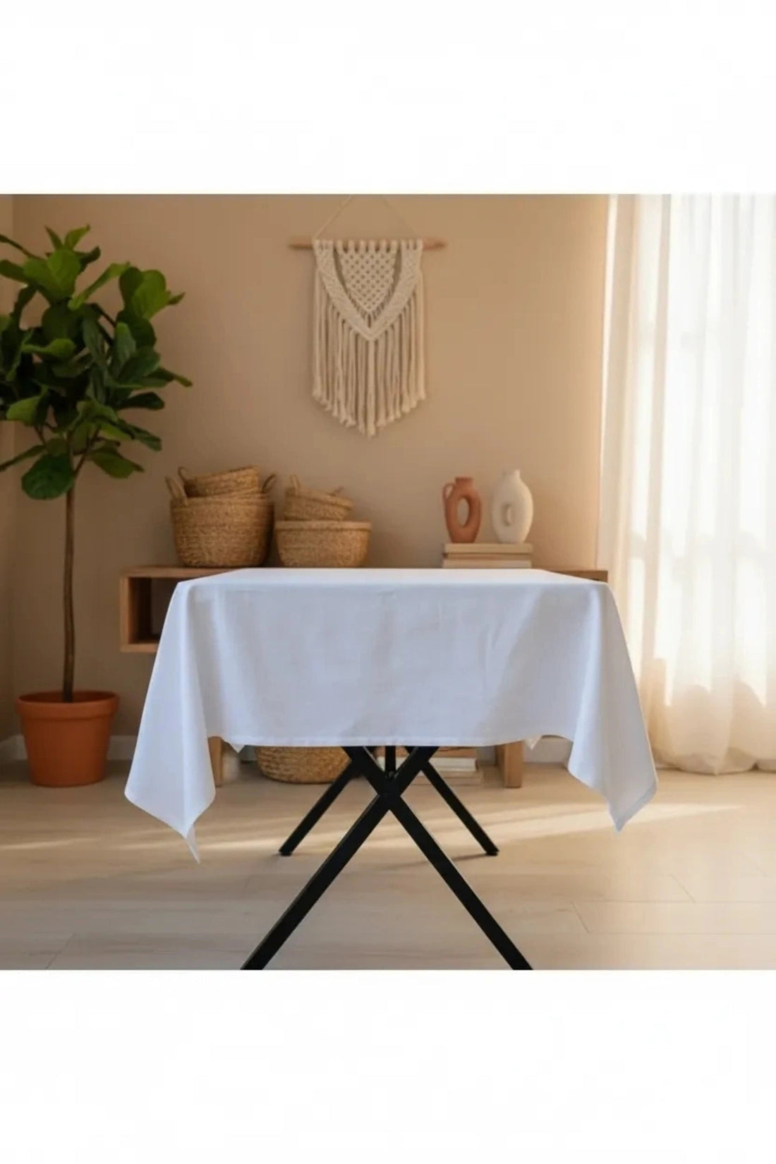 NDC HOME Premium Keten Beyaz (DÜZ) Masa Örtüsü