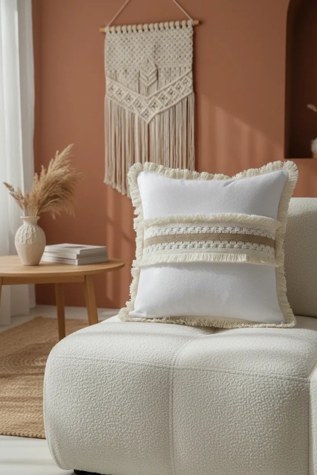 NDC HOME Beyaz Kalın Dantel Kırlent Kırlent Kılıfı 43 X 43