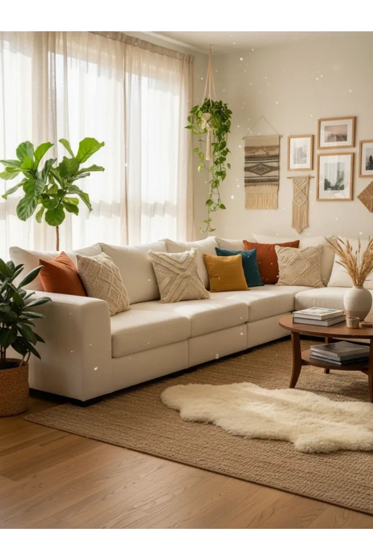 NDC HOME Ham Keten Çoklu Püsküllü Kare Kırlent 2 Adet Kırlent Kılıfı 43x43
