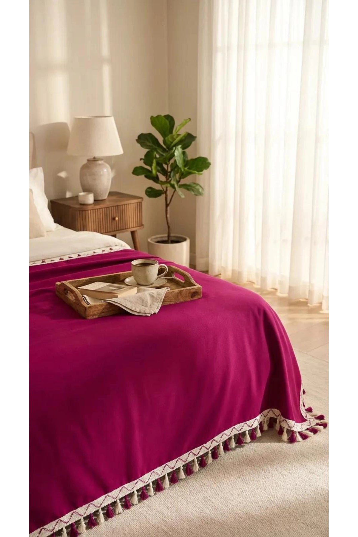NDC HOME Çift Kişilik Yatak Örtüsü 200 x 230 cm - Bordo