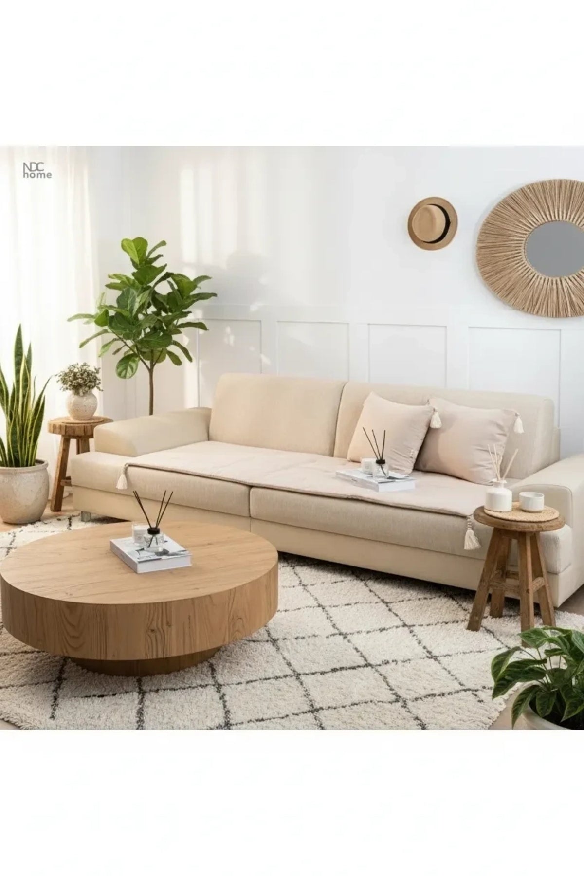 NDC HOME Bej Keten Evcil Hayvan Dostu Keten Koltuk Pedi /Şiltesi (80x180)