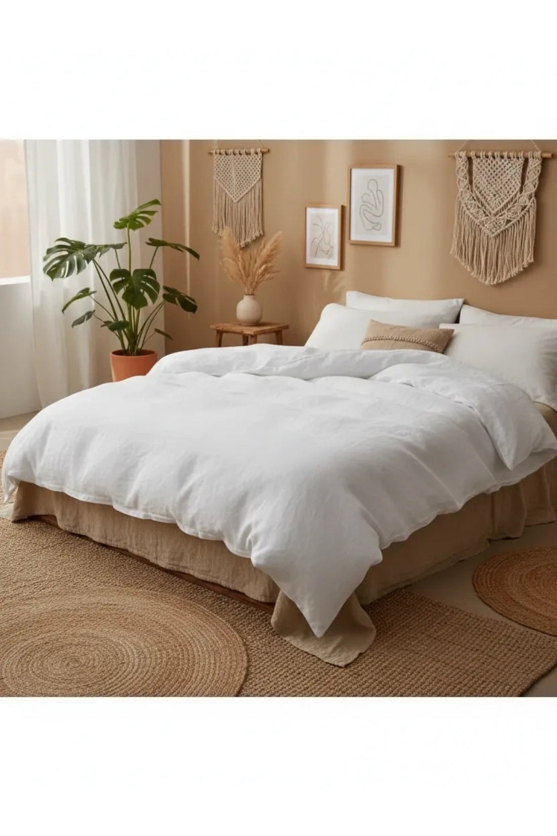 NDC HOME Beyaz Yıkanmış Çift Kişilik Nevresim Yastık Seti (200 X 220)