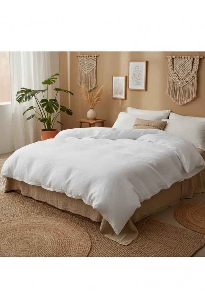 NDC HOME Beyaz Yıkanmış Çift Kişilik Nevresim Yastık Seti (200 X 220)