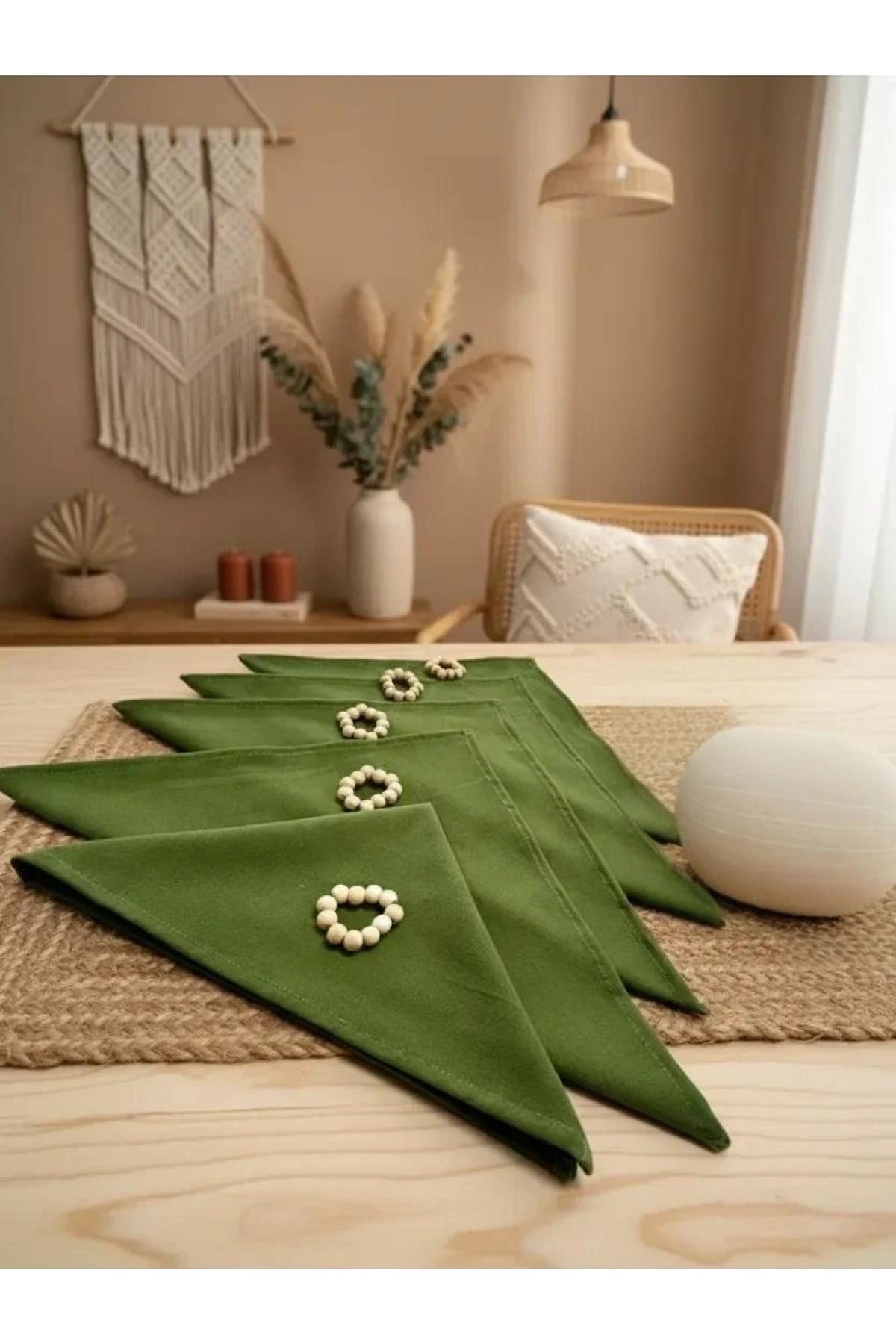 NDC HOME Premium Haki Yeşil 6lı Peçete TAKIMI (toka hediyeli) 40x40