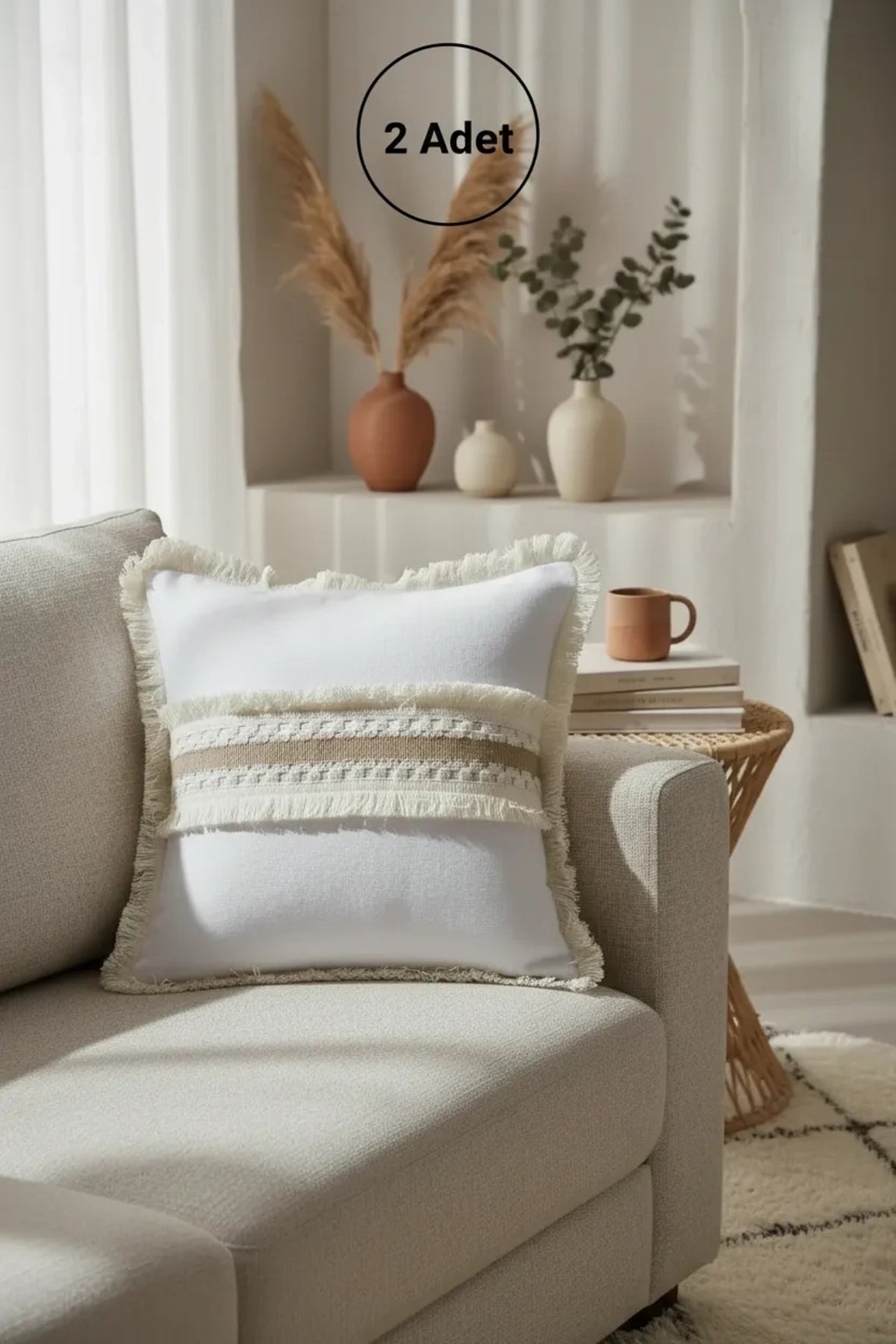 NDC HOME Beyaz Kalın Dantel Kırlent Kırlent Kılıfı 43 X 43