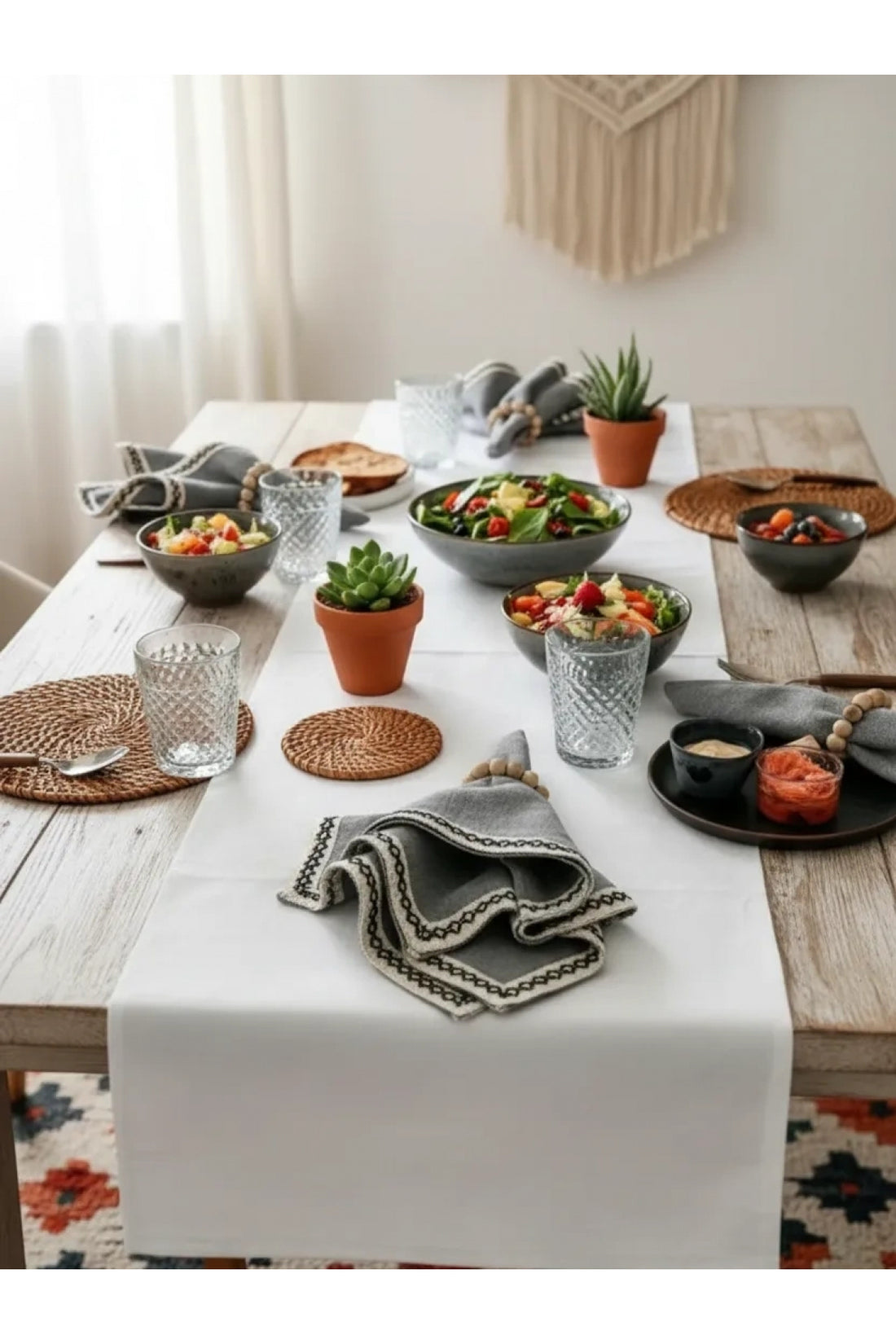 NDC HOME ANTRASİT Siyah Şeritli Peçete 40x40 TOKA HEDİYELİ 6LI