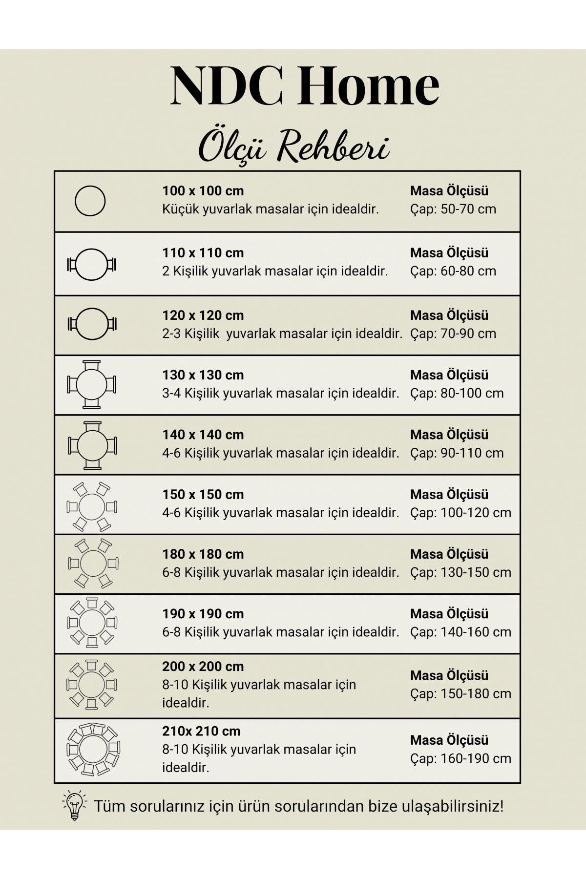 Gri Çizgili Keten YUVARLAK FIRFIRLI Masa Örtüsü