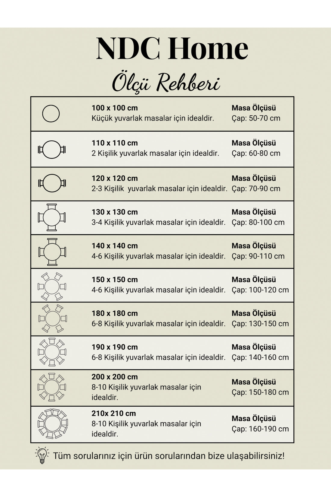 Gri Çizgili Keten YUVARLAK FIRFIRLI Masa Örtüsü