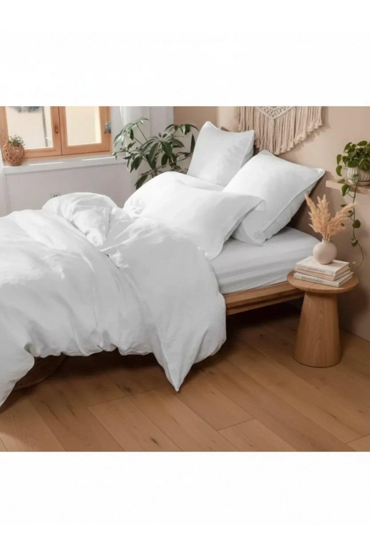 NDC HOME Beyaz Yıkanmış Çift Kişilik Nevresim Yastık Seti (200 X 220)