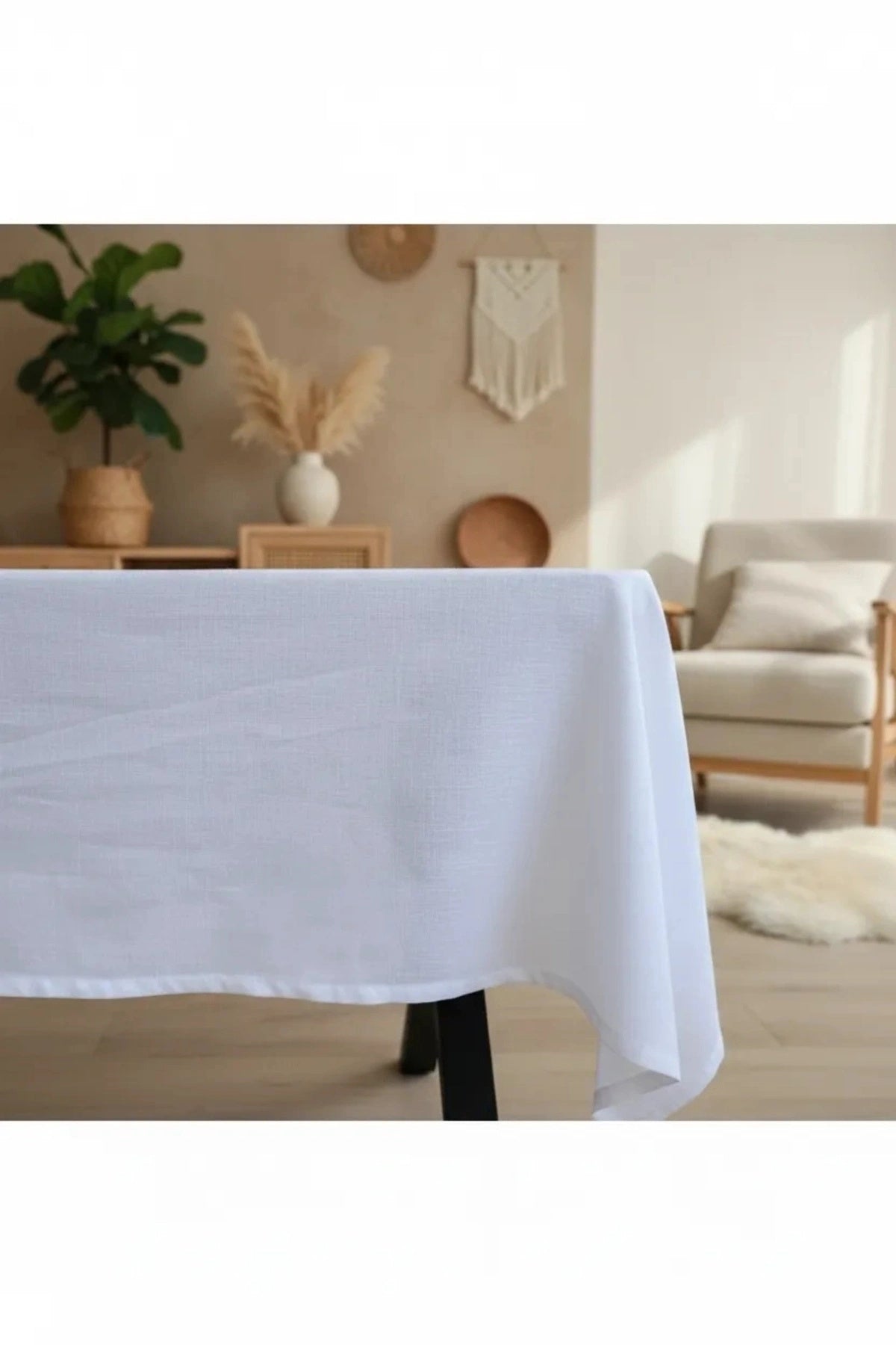 NDC HOME Premium Keten Beyaz (DÜZ) Masa Örtüsü