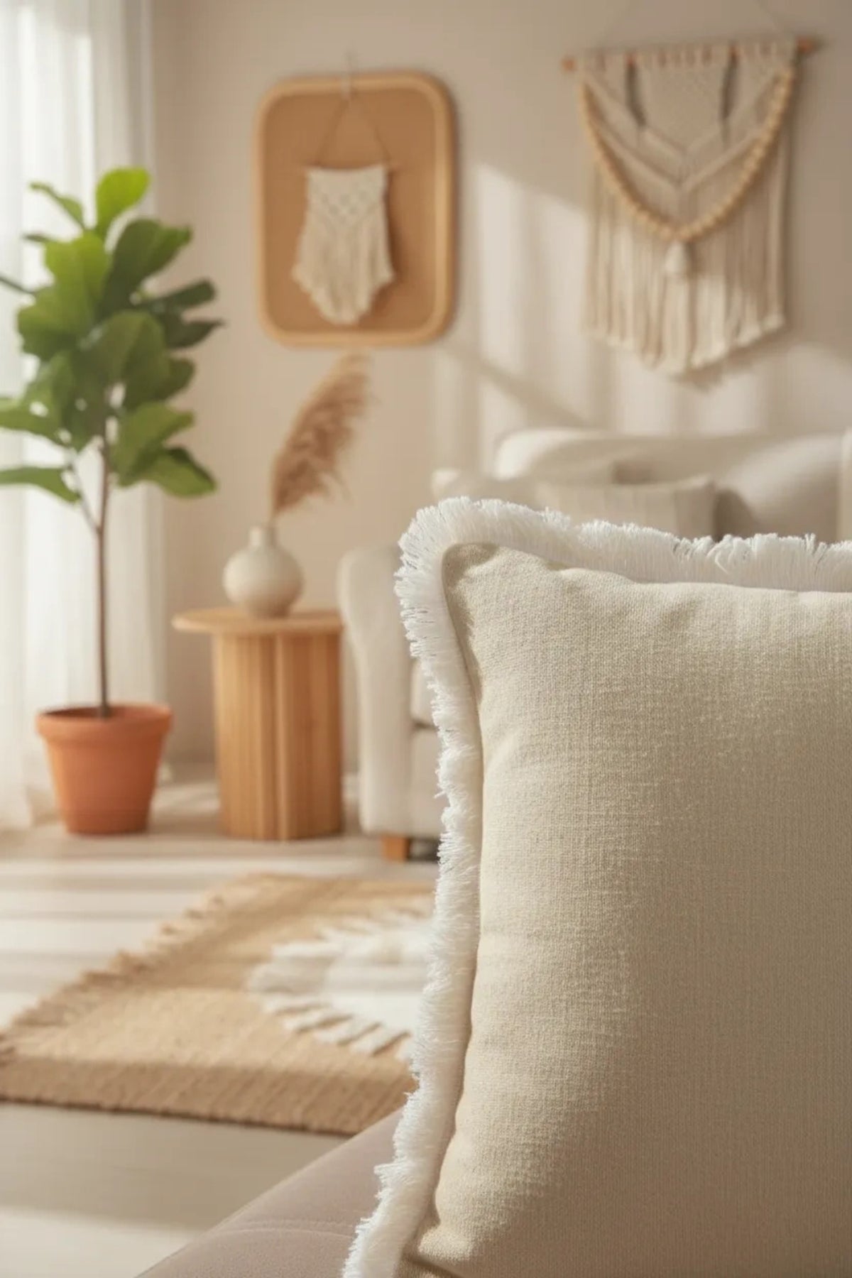 NDC HOME Sarı Püsküllü Kırlent Kırlent Kılıfı 43 X 43