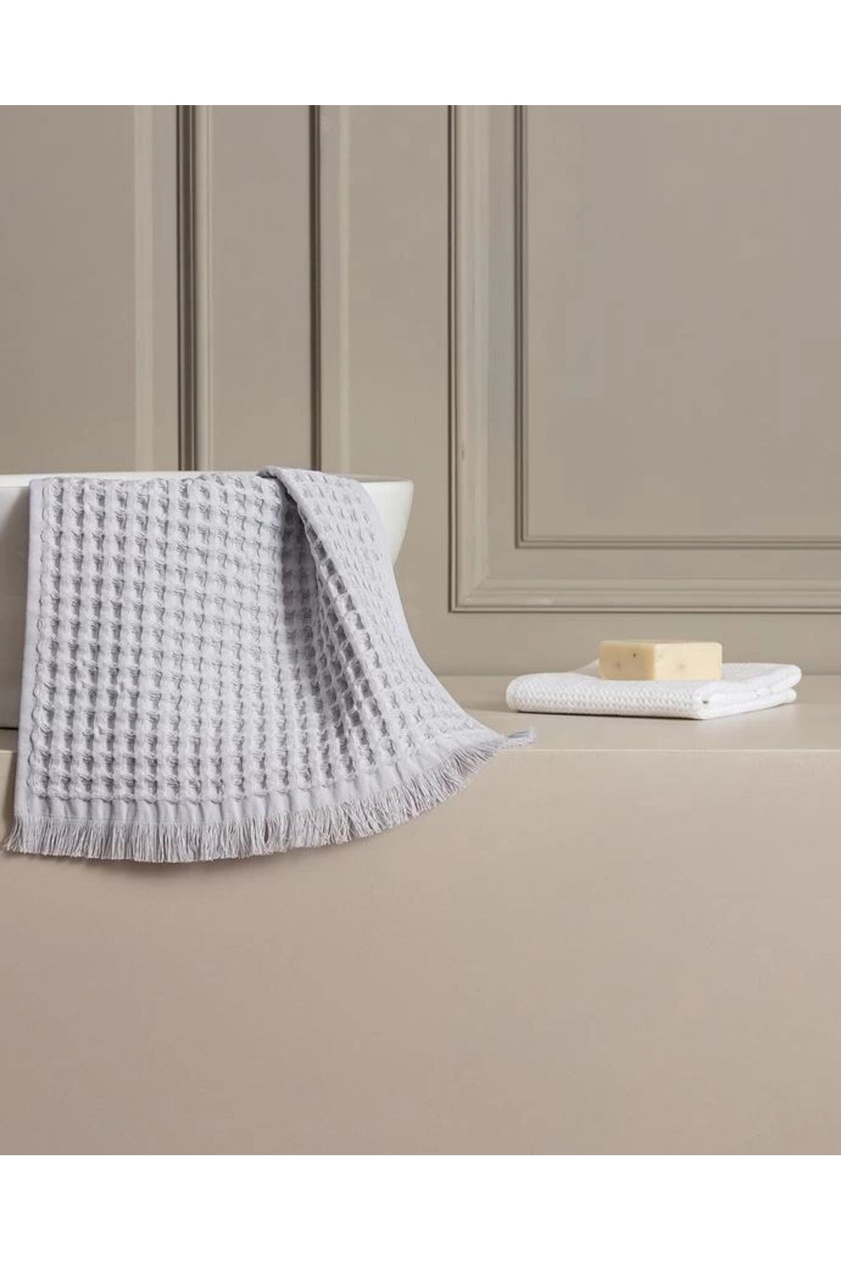 NDC HOME 3’lü Gri Pamuklu Havlu Seti – 30x45, 50x90, 80x160 cm – Yumuşak ve Emici
