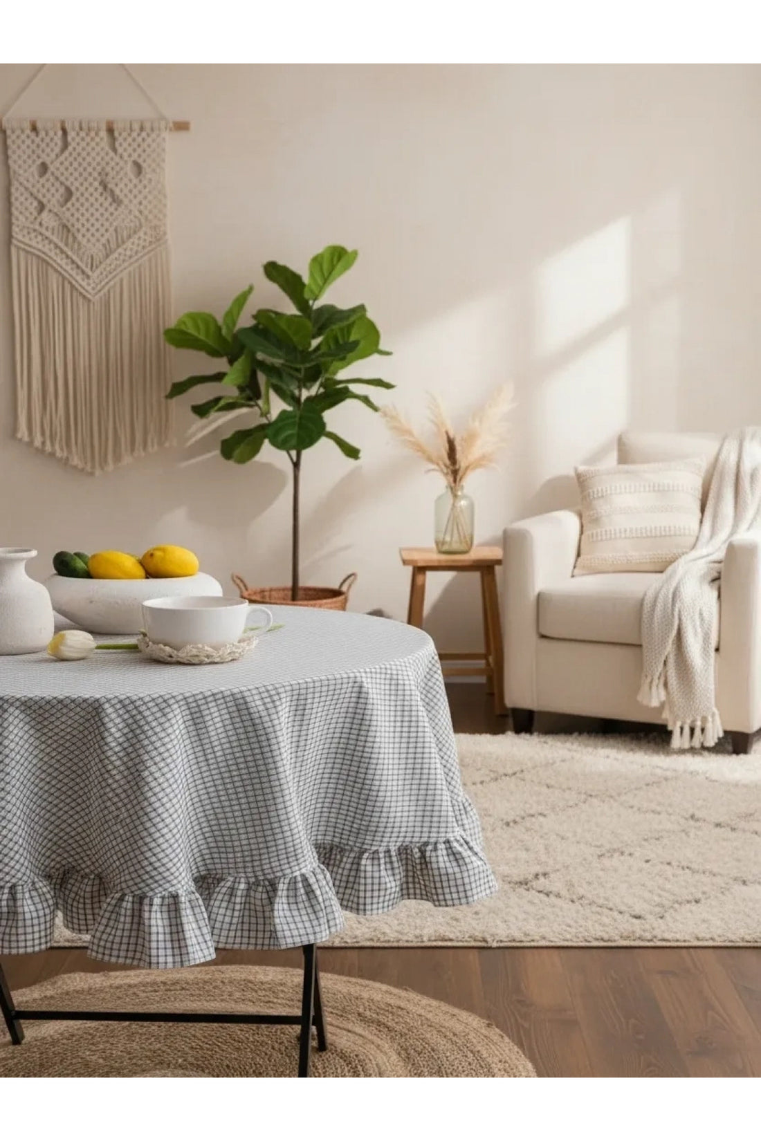 NDC HOME Pötikare Keten Fırfırlı Masa Örtüsü