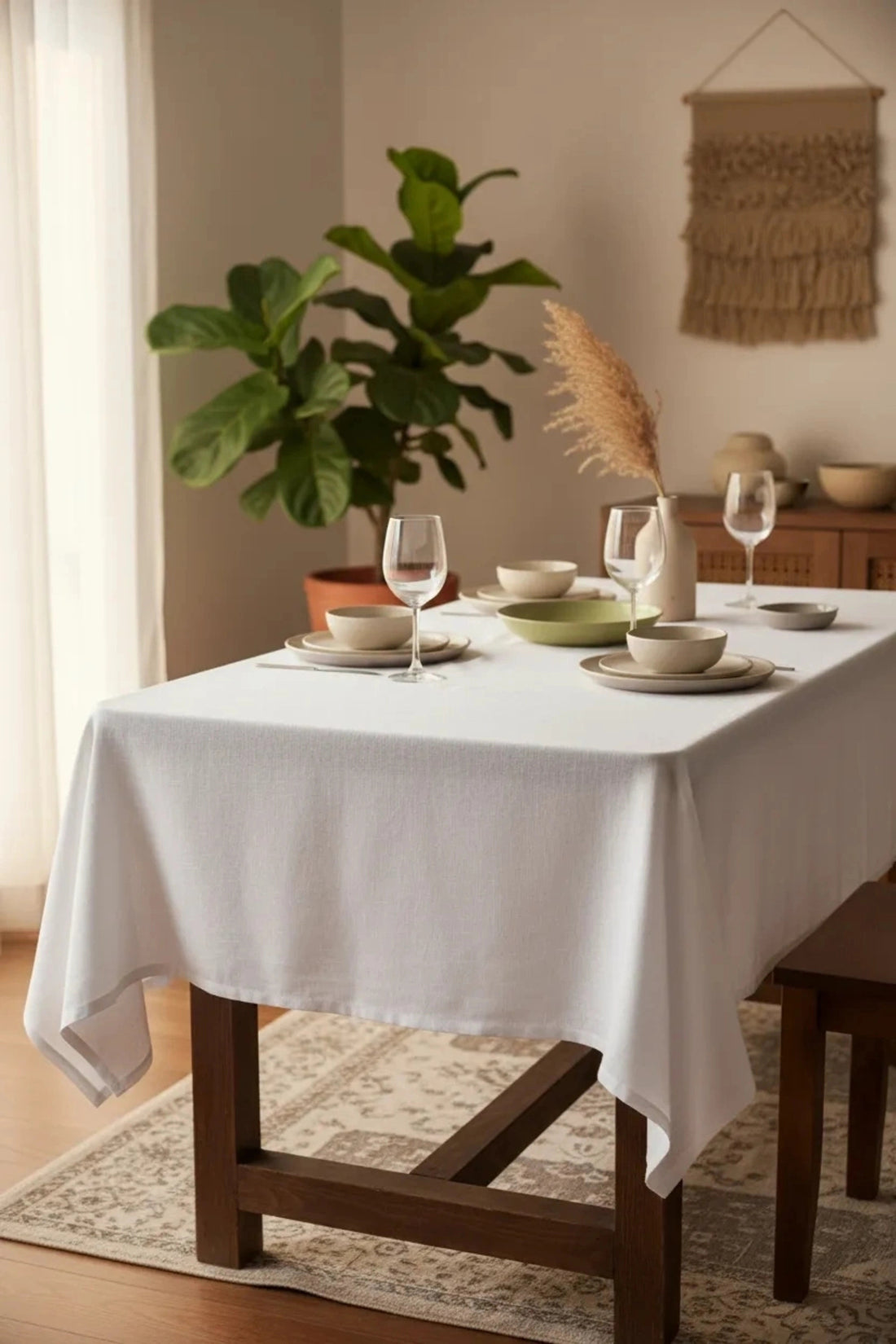 NDC HOME Premium Keten Beyaz (DÜZ) Masa Örtüsü